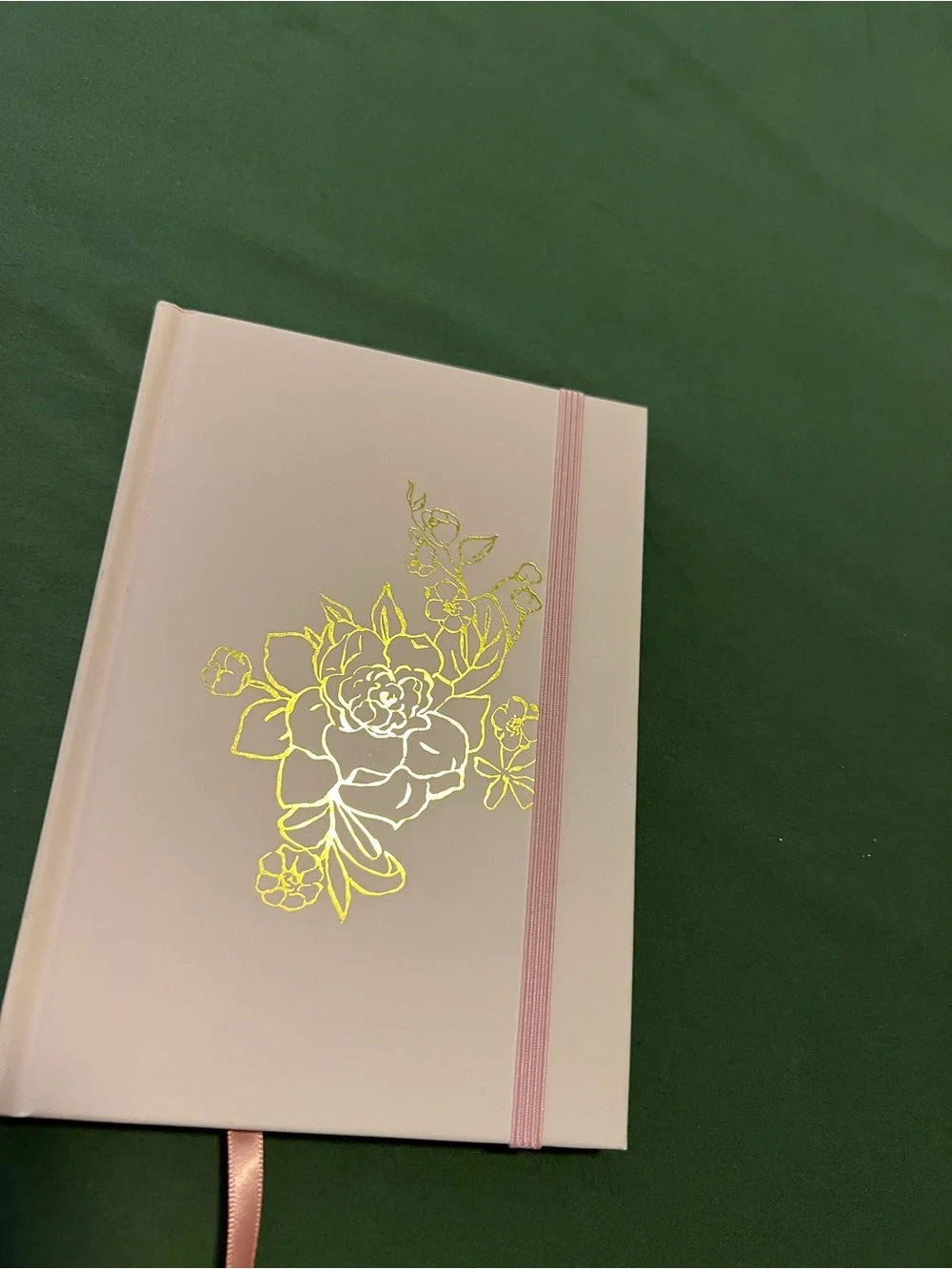 Gold Foil Floral on Light Pink Hardcover Notebook